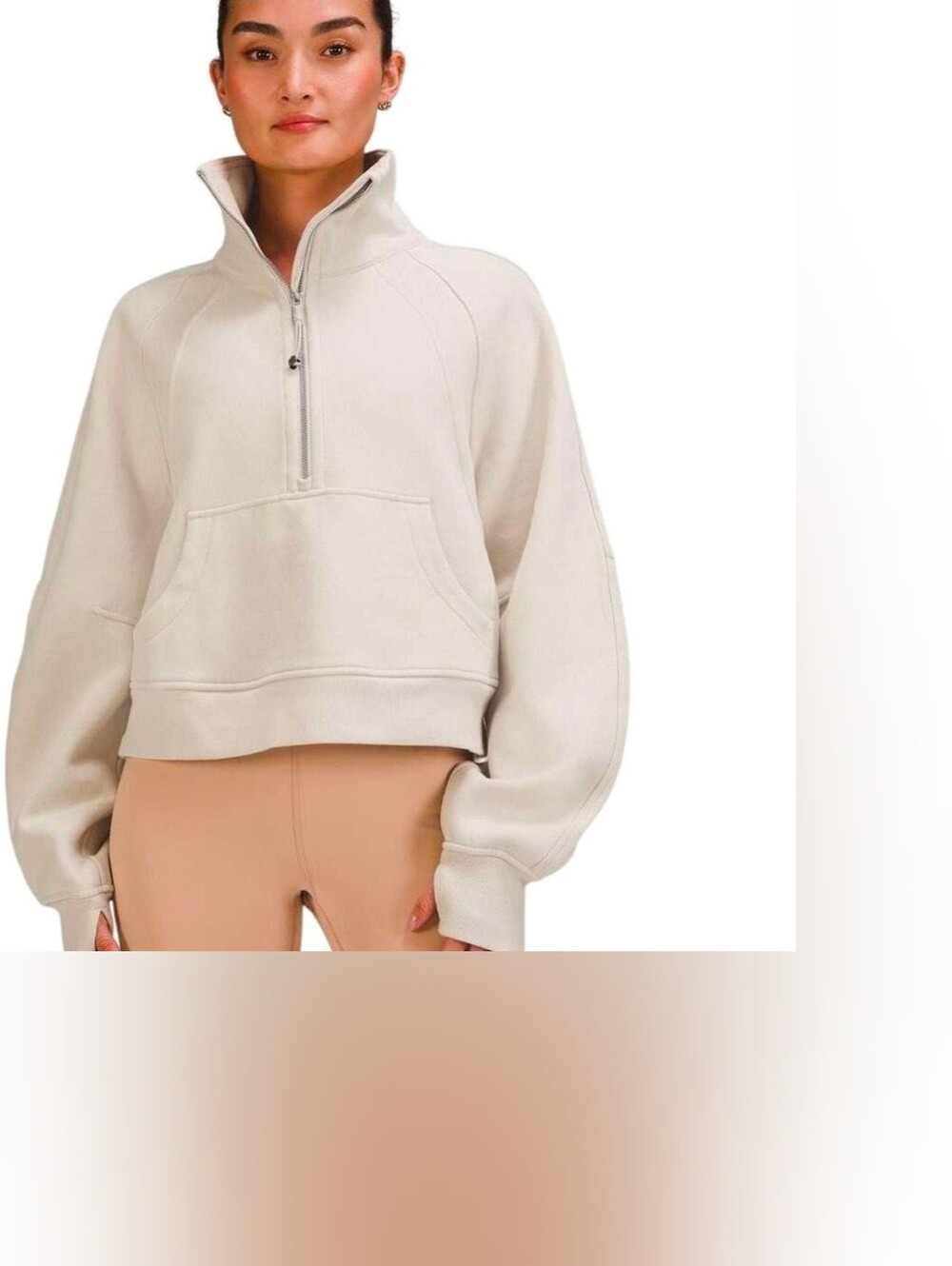 Lululemon Scuba Oversized Funnel-Neck Half-Zip Natural Ivy Small